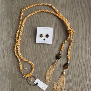 WHBM gold honey citrine tiger eye jewelry set